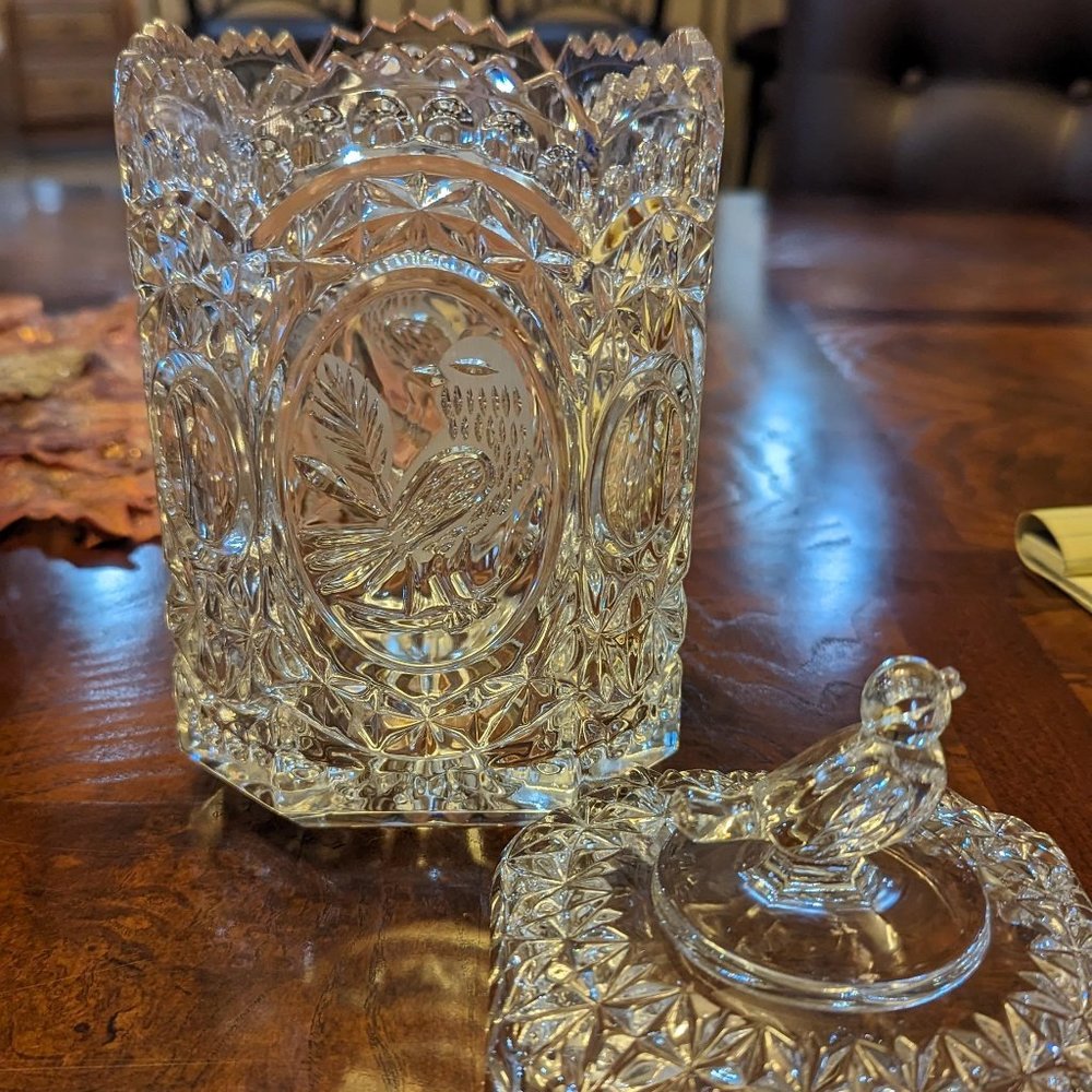 Vintage Hofbauer Crystal Biscuit Barrell with Lid